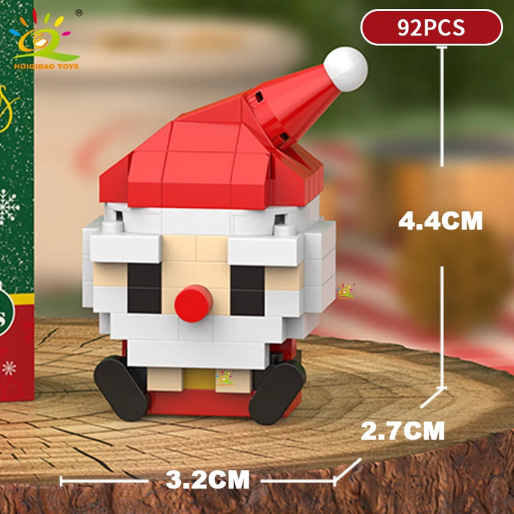 HUIQIBAO Christmas Mini Building Blocks Set DIY Santa Claus Xmas Tree Snowman House Ornament Kid Educational Assembly Toy