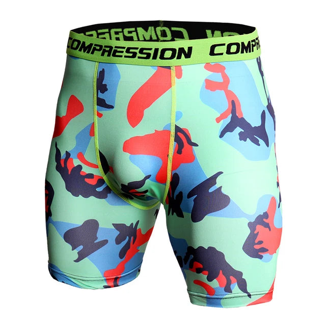 Compression Shorts Men 3D Print Camouflage Bodybuilding Tights Short Men Gyms Shorts Male Muscle Sport Elastic Running Shorts