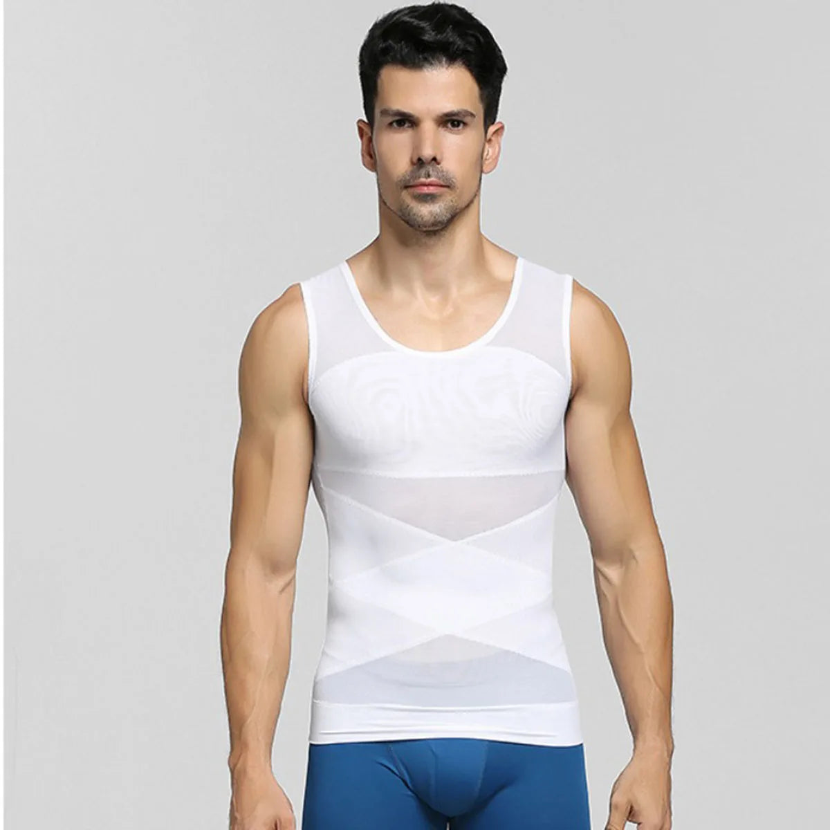 Men's Compression Shapewear Shirt, Chest & Abdomen Control Slimming Undershirt, Workout Vest & Tank Top