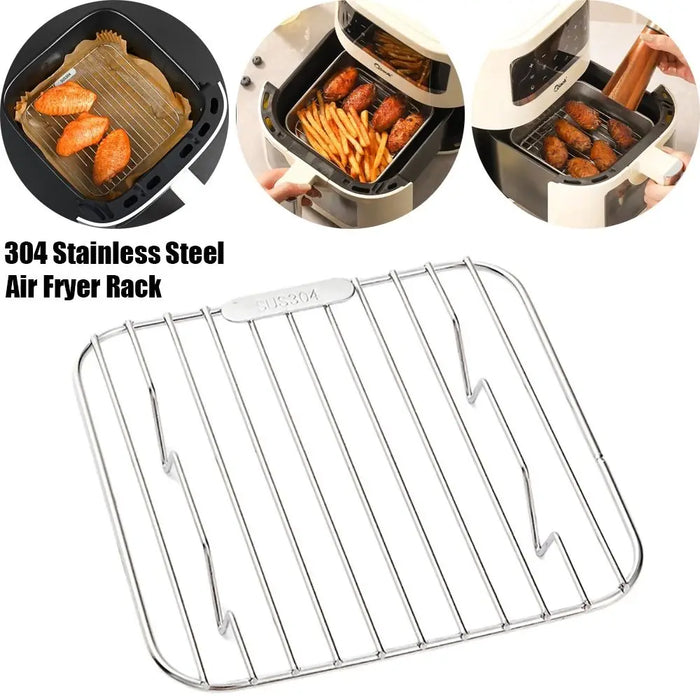 Round Square Cooking Rack 304 Stainless Steel Thicken Air Fryer Rack With Foot Grid Grill Home Kitchen Oven Steamer Cooker