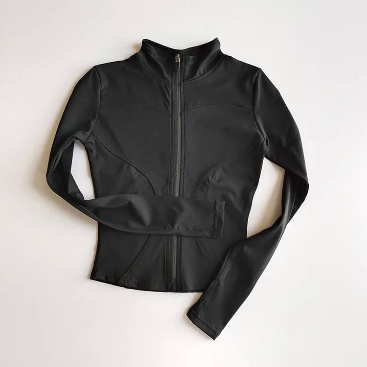 Sports Jacket Women Slim Professional Running Speed Drying Fitness Clothes Top Zipper Cardigan Yoga Clothes Long Sleeves Coat