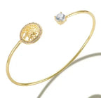 Fashion Simple Stainless Steel 3 Crystal Bracelet Bangle