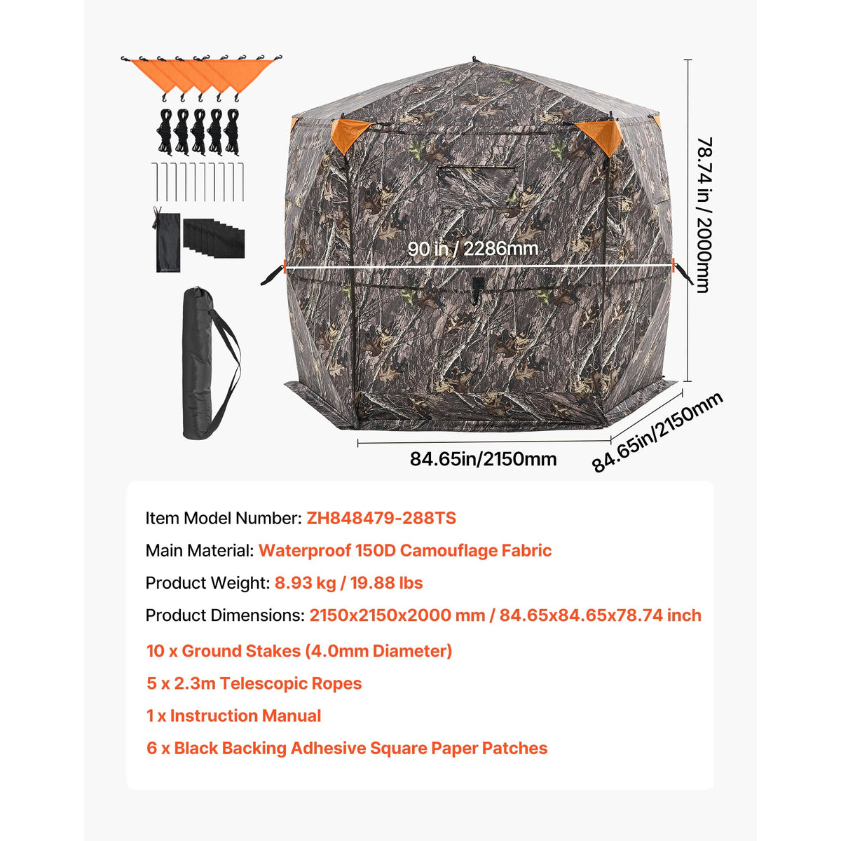 SucceBuy Hunting Blind, 270° See Through Ground Blind, 2-3 Person Pop Up Deer Blind for Hunting with Carrying Bag, Portable Tent