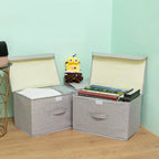 Washable Cotton Linen Fabric Folding CD Storage Box Foldable Bins Toys Organizer With Lid Storage Basket Laundry Basket