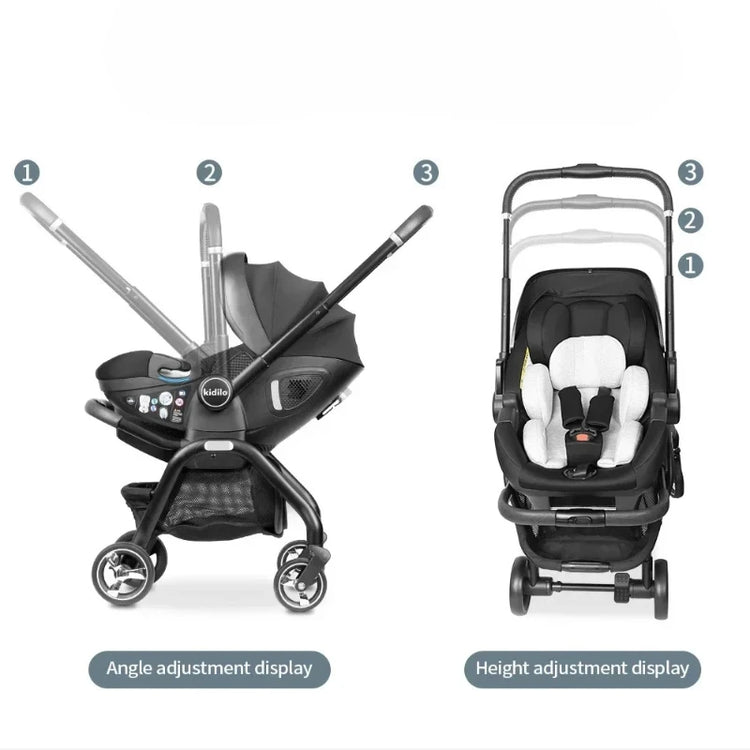 3-in-1 Baby Stroller, Baby Safety Seat, Newborn Sleeping Basket, Portable with 5 Color Choices Suitable for Ages 0-3