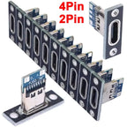 1-20Pcs USB Jack 3.1 Type-C 2Pin 4Pin Female Connector Jack Data Charging Port Small Electrical Charging Base with Fixing Plate