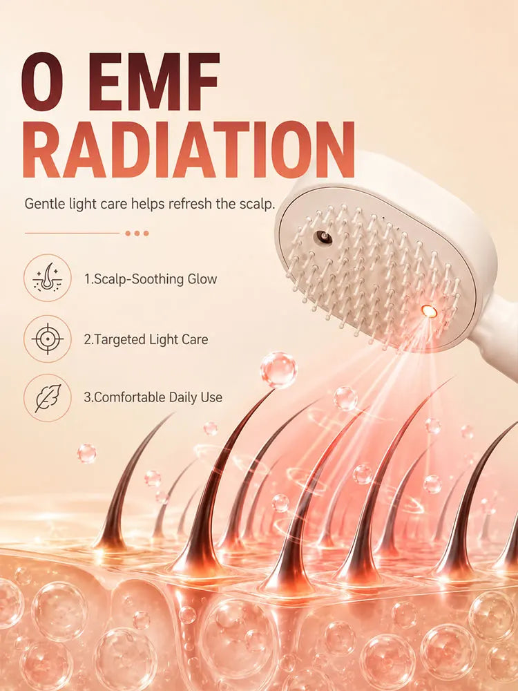 Electric Spray Hair Brush Nano Mist Scalp Massage Comb Rechargeable Air Cushion Detangling Hair Brush for Home Use