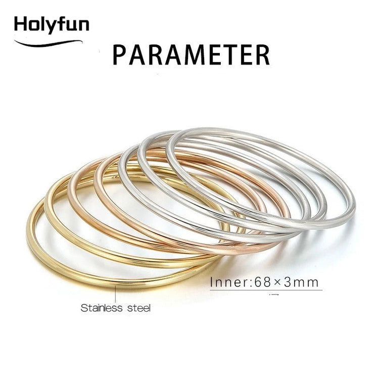 Fadeless Stainless Steel Bangle Bracelet For Women Non Fading Circular Minimalist Women's Hand Bracelets Woman Luxury Jewelry