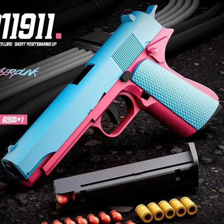 USP Shell Ejecting Soft Bullet Toy Gun Automatic Pull Back Action Shell Throwing Continuous Firing Shooting Games Christmas Gift
