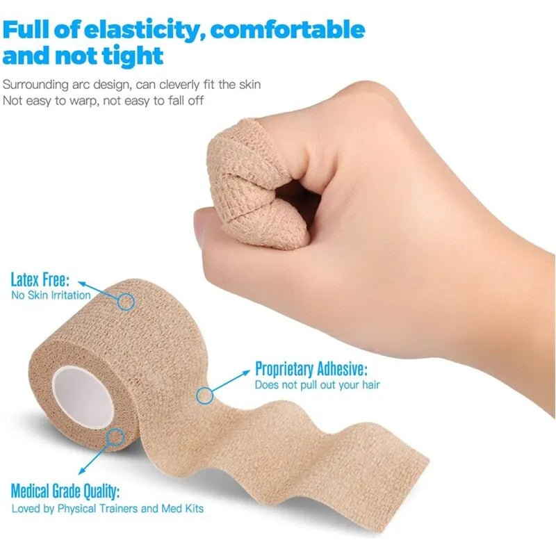 6 Rolls 5cm*4.5m Disposable Self-Adhesive Elastic Bandage with Handle Tube Tattoo Accessories Gauze Tape for First Aid Tools