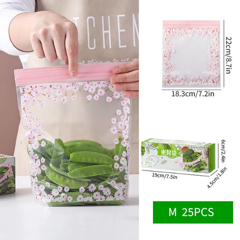 15/25/30 Pcs Reusable Storage Bags Refrigerators Sealed Cling Bag Freezer Bags,  Leakproof Plastic for Sandwich Snack Lunch Food