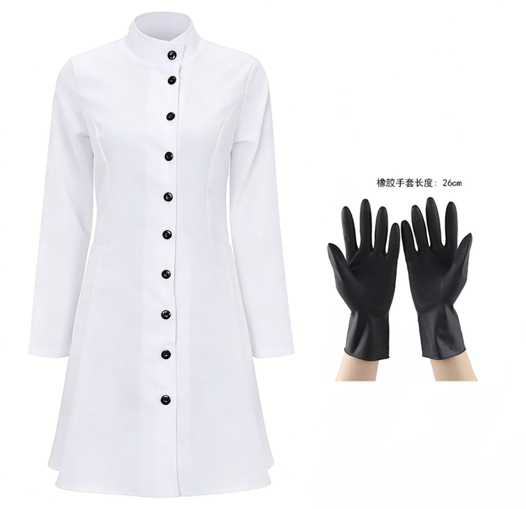Carnival Party Men Women Long White Coat Nurse Doctor Costume Mad Scientist Cosplay Halloween