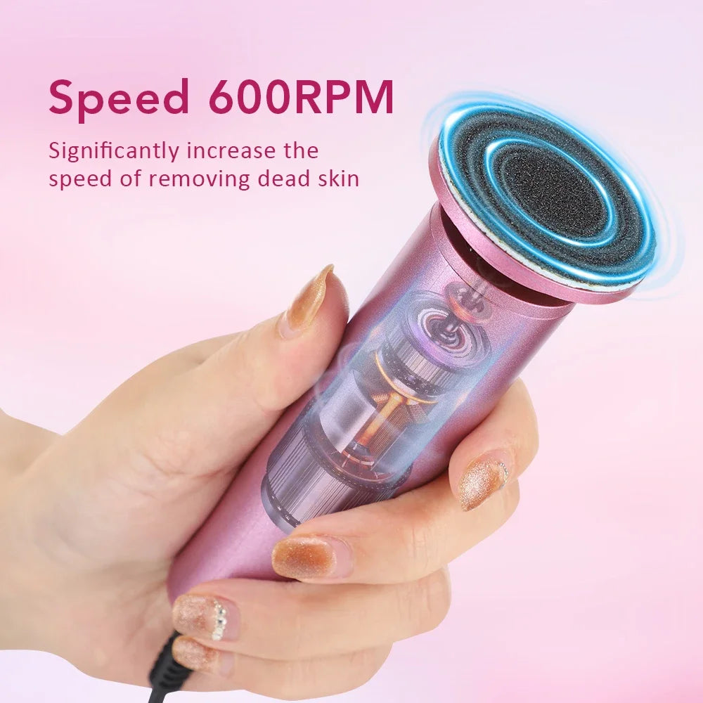 Electric Foot File, USB Powered Callus Remover Adjustable Speed 360 Degree Rotation 20 Sandpaper Discs for Dead Skin Heel Care