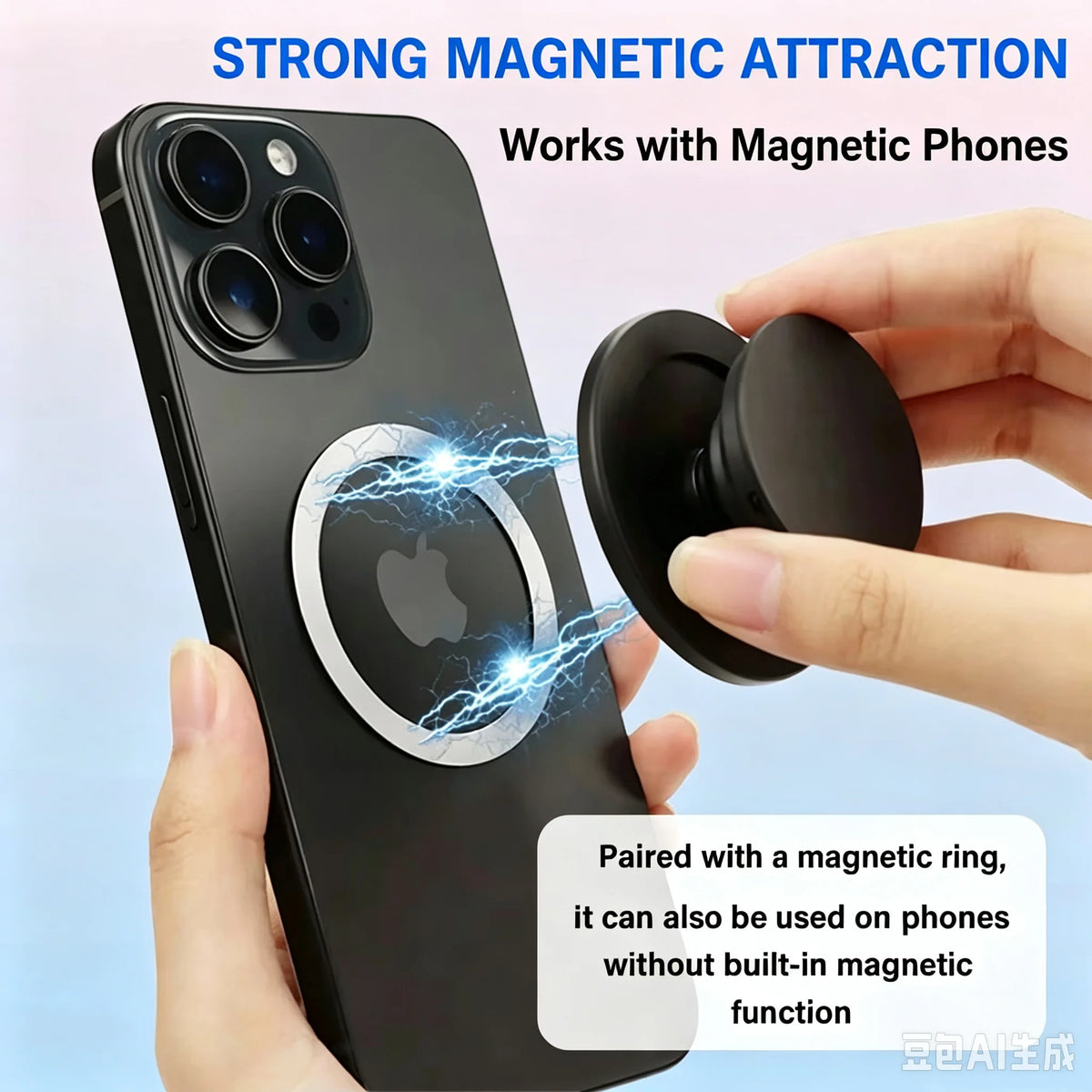 `Magsafe Magnetic Phone Grip, Removable Phone Back Hand Holder Compatible with iPhone Samsung Smartphones`