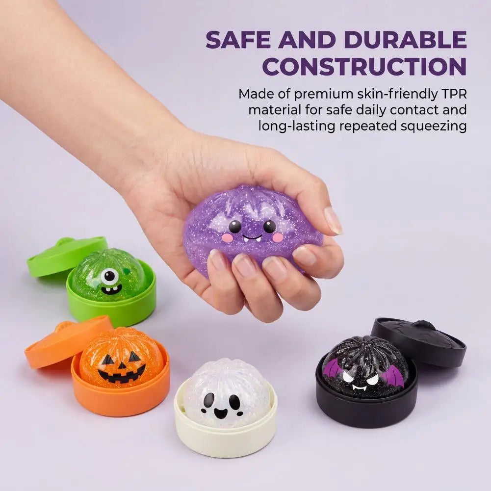 Glitter Halloween Dumpling Stress Toy Slow Rising Soft Squeeze Fidget Squishie Pressure Relief Sensory Toy Fun Halloween Gift