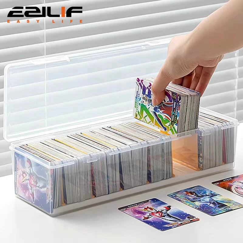 Clear Plastic Compartmentalized Organizer Box Holds 550+ Game Cards Storage Box With Adjustable Divider For Cards