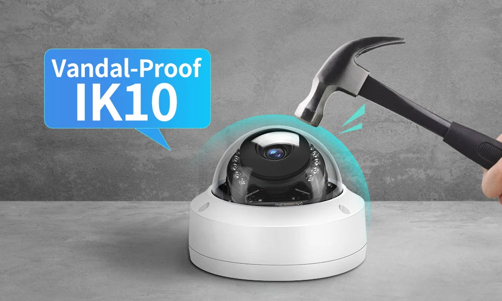 4K POE IP Camera IK10 Explosion-proof Outdoor H.265 Onvif Metal Dome CCTV Security Protection 4MP Video Surveillance