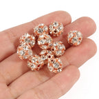 50pcs 6mm AB Color Metal Crystal Beads Rhinestone Ball Shape Loose Beads for Jewelry Making DIY Gift Bracelet Accessories