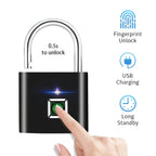 Smart Fingerprint Padlock Waterproof Fingerprint Keyless Door Lock Type C Rechargeable Security Padlock for House