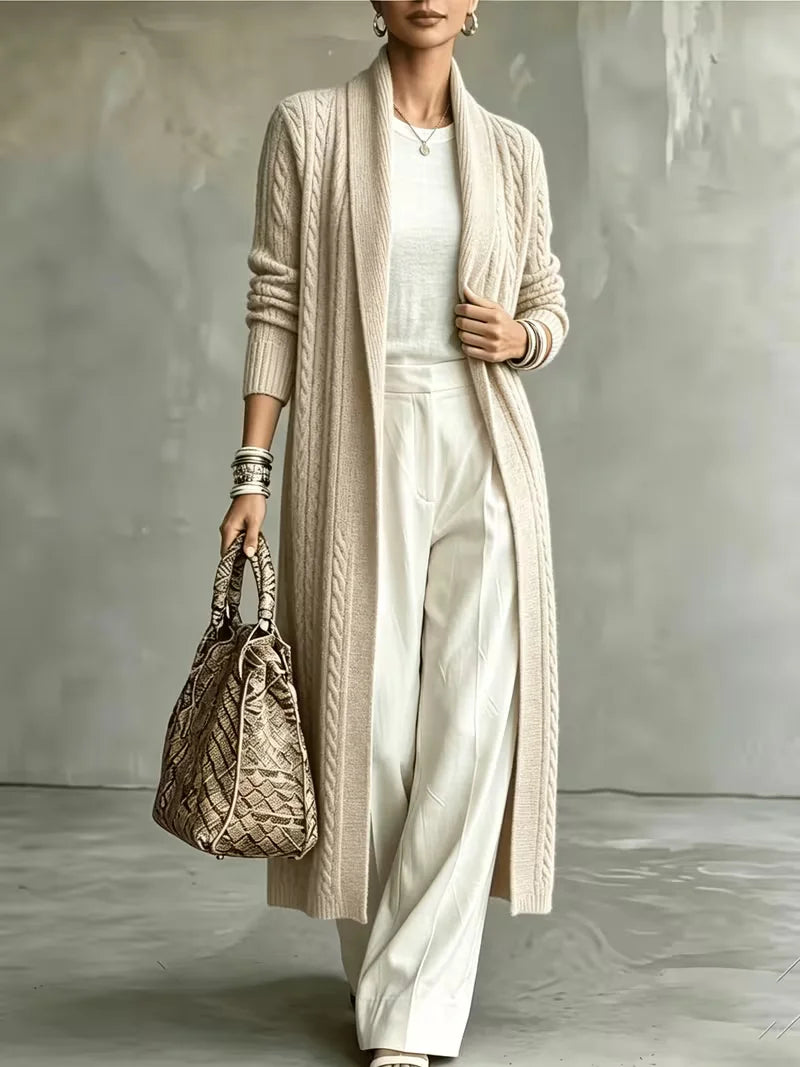 Women's Plus Size Long Knit Cardigan Loose Slimming Open Front Long Sleeve Sweater Coat Casual Commuter Fall Winter Layering