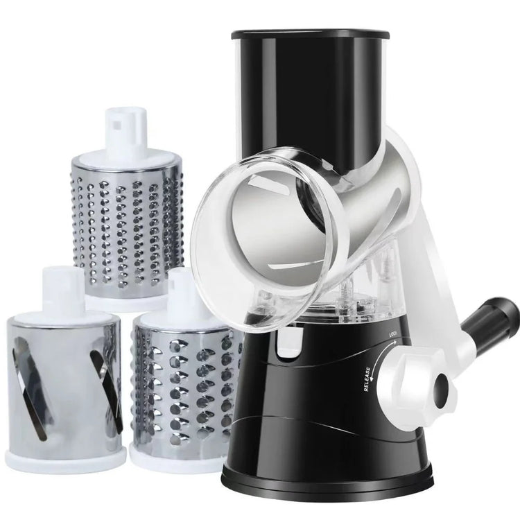 Vegetable Cutter & Slicer Manual Kitchen Cheese Chopper Machine With 3 Sharp Drums Multifunctional Garlic Potato Shredder