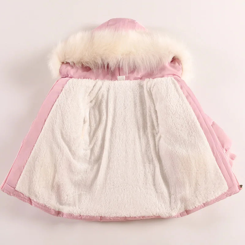 Girls Jacket Fur Collar