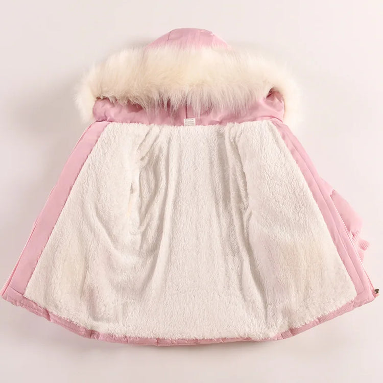 Girls Jacket Fur Collar