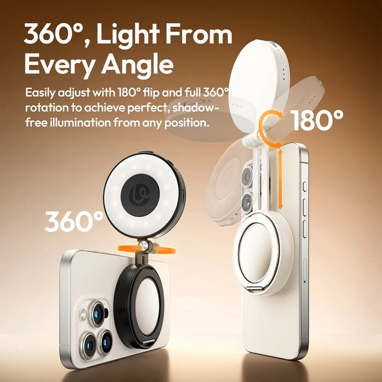Ulanzi LM23 LED Selfie Ring Light LED Phone Fill Light Magnetic BI-Color for iPhone 17 Samsung Build-in Mirror and Phone Stand