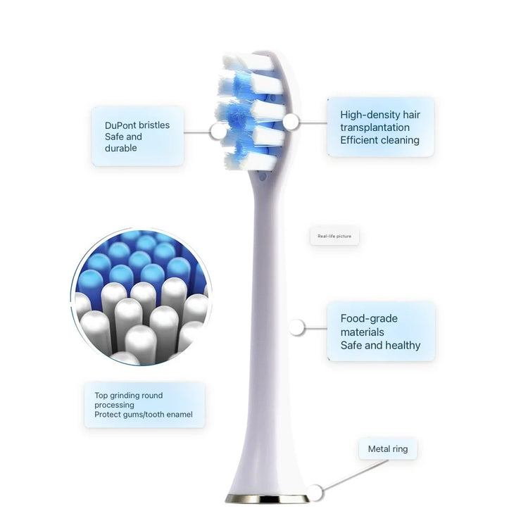 8PCS Replacement Toothbrush Heads for SUBORT S7/Bair X7 X7S X11 X11S Electric Toothbrush Accessories Nozzles Bristles white