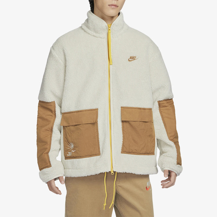 Nike Official JORDAN Men's Patchwork Faux Shearling Warm Jacket FV4022-072