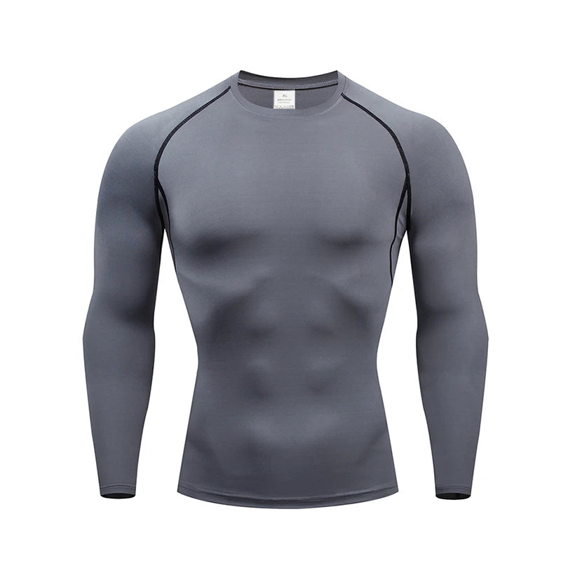 1pcs Men's Long-sleeved Thermal Underwear Male Thin Tight Fitting Fast Dry Elastic Fitness Tops Man Autumn Winter Sprots Wear