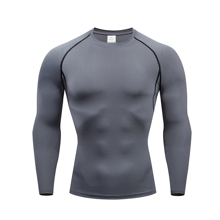 1pcs Men's Long-sleeved Thermal Underwear Male Thin Tight Fitting Fast Dry Elastic Fitness Tops Man Autumn Winter Sprots Wear