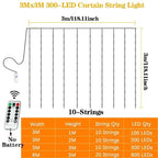 8 Modes LED Curtain Fairy Light USB Plug Wedding Garland Valentine's Day Ramadan EID Mubarak Decoration for Home Curtain Lights