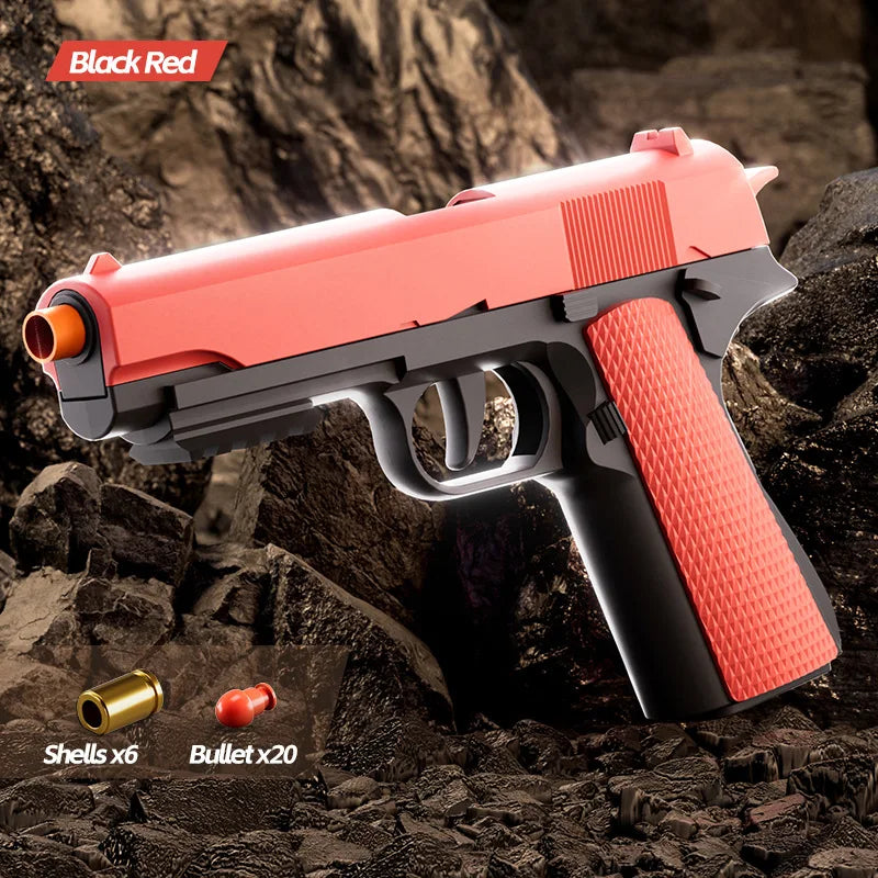 M92 2011 Toy Gun Education Pistol Model Continuous Shell Throwing Soft Bullet Launcher Outdoor Shoot Games for Children Gift