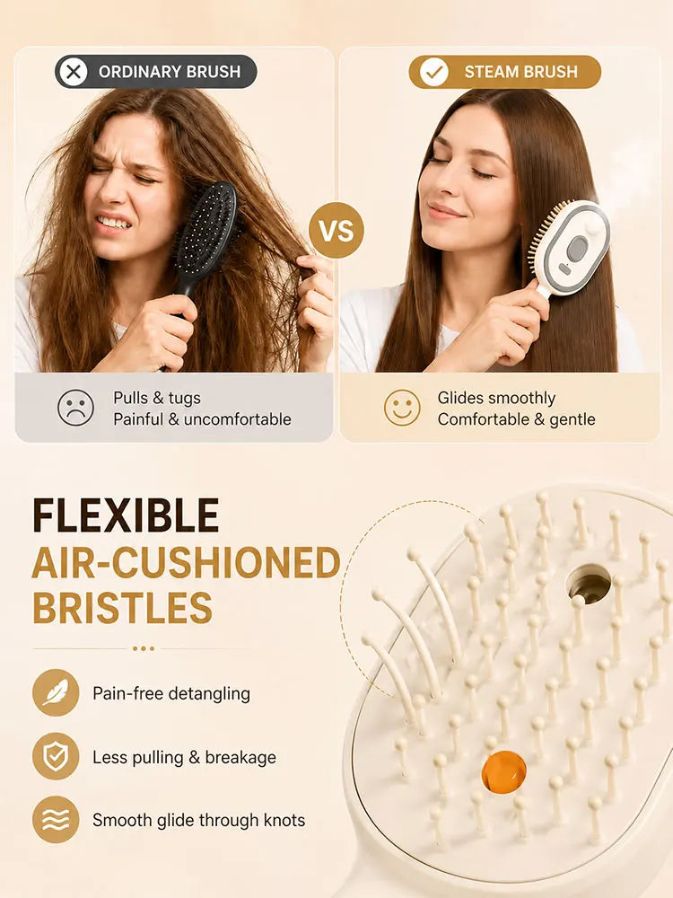Electric Spray Hair Brush Nano Mist Scalp Massage Comb Rechargeable Air Cushion Detangling Hair Brush for Home Use