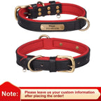 Personalized Customized Leather ID Nameplate Dog Collar Soft Padded Dogs Collars Free Engraving Name for Small Medium Large Dogs