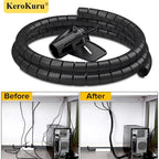 2M 32/22mm Flexible Spiral Cable Wire Protector Cable Organizer Computer Cord Protective Tube Organizer Management Tools
