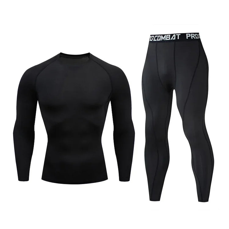 Men's 2/3pcs sets Boxing suit rashguard male kit MMA compression clothing men long-sleeved t-shirt+leggings tracksuit Sport Suit