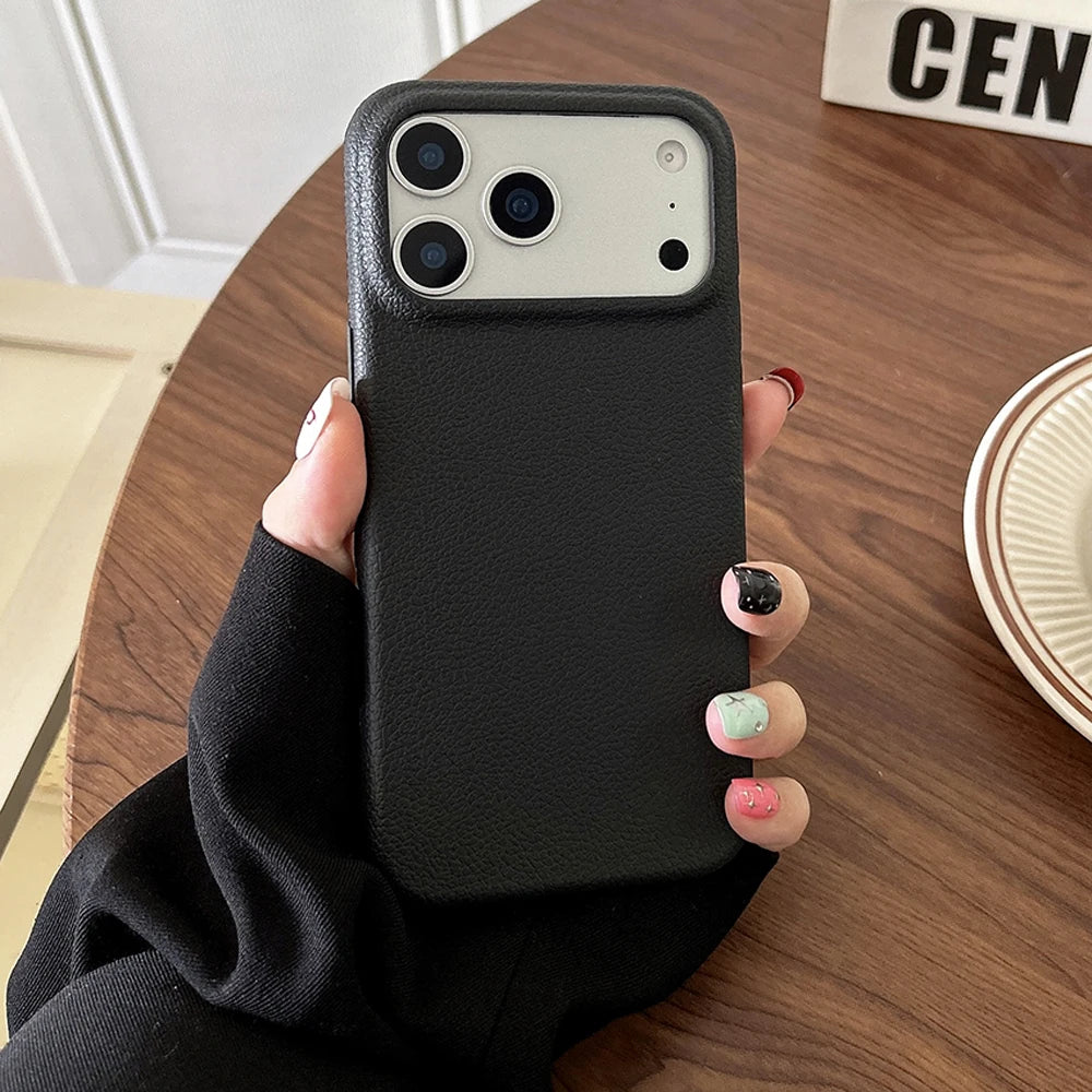 Luxury Leather Texture Phone Case For iPhone 18 17 Pro Max 17 Air 16 Plus 15 14 13 12 11 Pro Max Shockproof Soft TPU Cover Shell