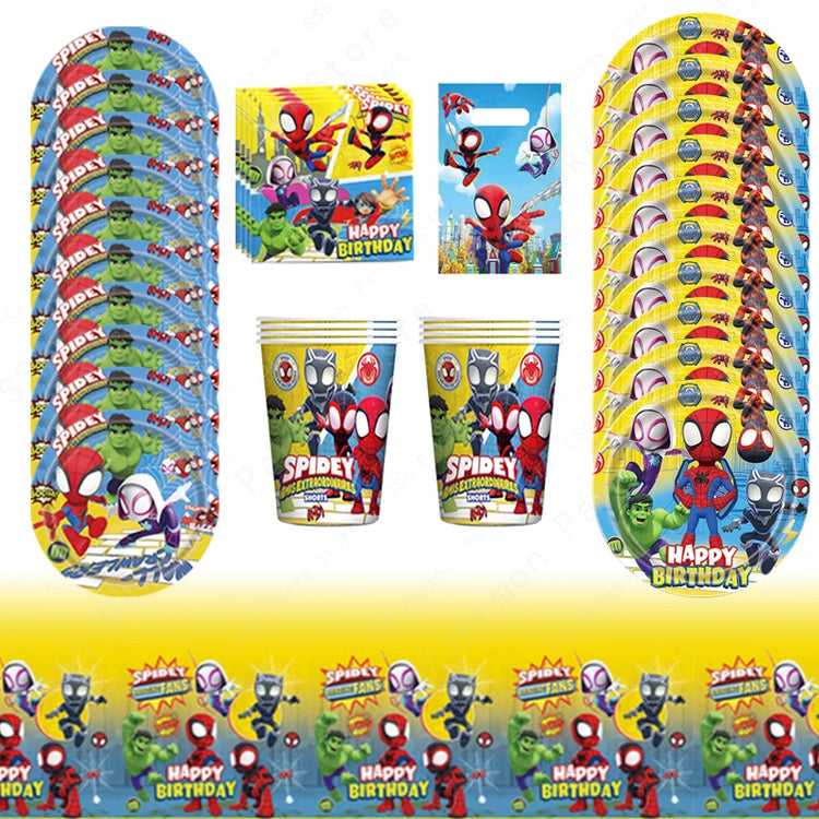 Spiderman Birthday Party Decorations Set Disposable Tableware Napkins Cup Plate Spidey and His Amazing Friends Birthday Supplies