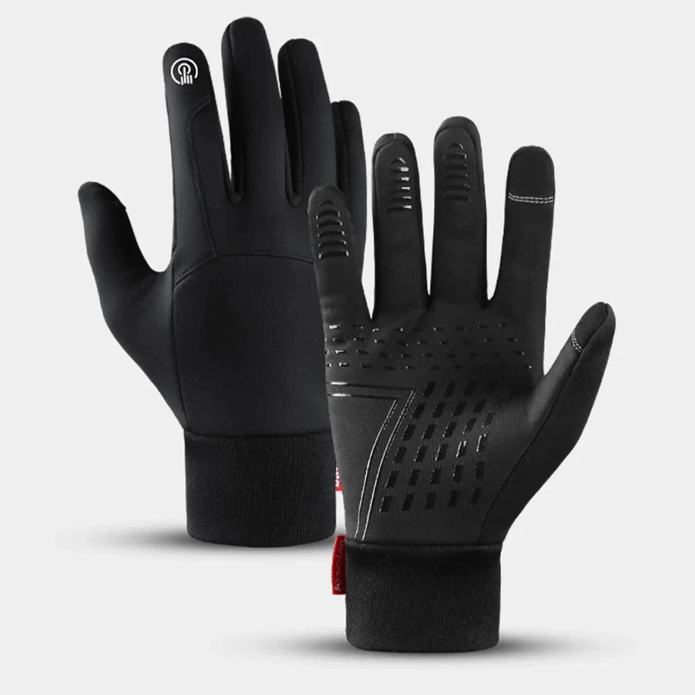 Windproof Warm Touch Screen Anti-slip Cycling Gloves Men Autumn Winter Splashproof Motorcycle Outdoor Sports Black Gloves
