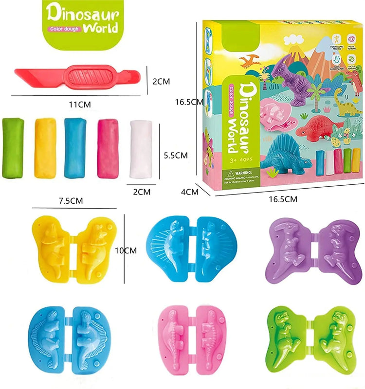 Yeahbo Playdough Sets for Kids, Modelling Clay, Air Dry Clay with 6 Dinosaur Mold, Polymer Clay Set, Play Dough Dinosaur Toys