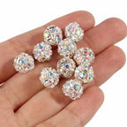 50pcs 6mm AB Color Metal Crystal Beads Rhinestone Ball Shape Loose Beads for Jewelry Making DIY Gift Bracelet Accessories