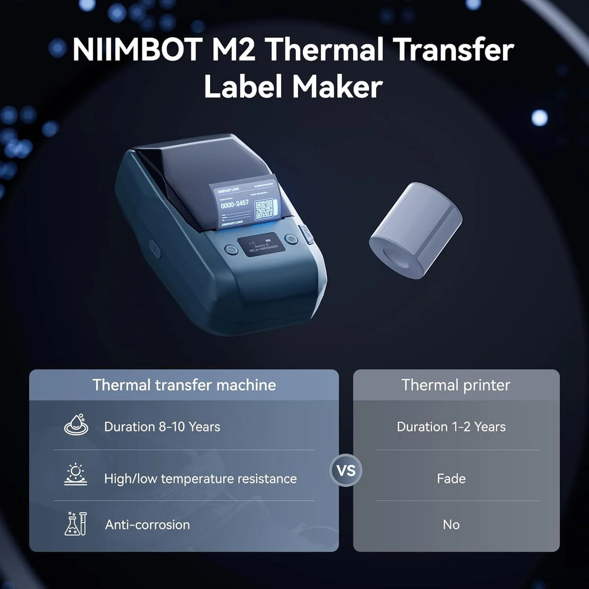 300dpi Niimbot M2 Portable Thermal Transfer Label Printer Multi-function Sticker Label Maker Machine for Clothes Tag Power Cable