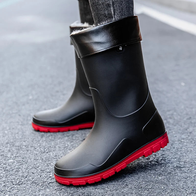 German Style Waterproof Rain Boots Men's Anti-Slip High Tube Long Camping Fishing Snake Bite Proof Thickened Rubber Shoes
