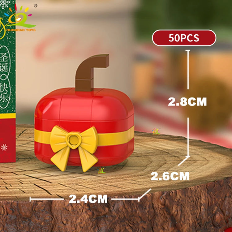 HUIQIBAO Christmas Mini Building Blocks Set DIY Santa Claus Xmas Tree Snowman House Ornament Kid Educational Assembly Toy