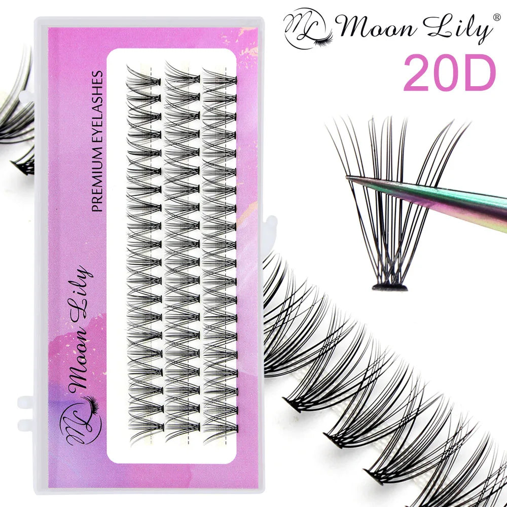 Moonlily Professional 20D 30D Single Cluster Mink Eyelashes Extension 3D Volume Effect Natural Soft Makeup Grafting Faux Lashes