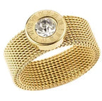 Personality Round Beads Ring Band Small Clear Crystal Zircon Waterproof Stainless Steel Rings Simple Granular Fine Jewelry