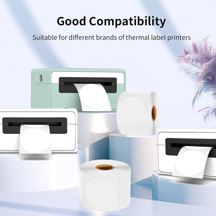 3 Rolls 7.6cm Round Thermal Labels Self-Adhesive Multi-Purpose Business DIY QR Code Price Tag Compatible 3*3 Inch Thermal Paper