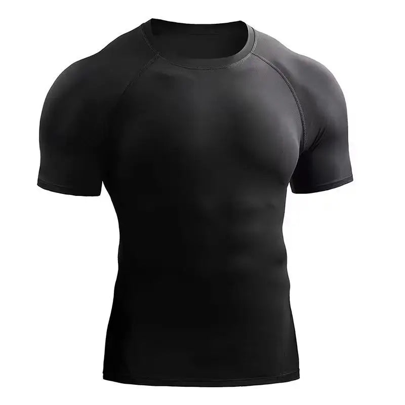 Men's Sports T-Shirt Quick-Dry Tight-Fitting Top Short-Sleeve Sports Shirt Gym Running Training Stretch Slim Fit
